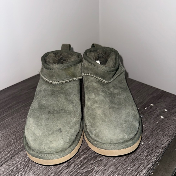 UGG Ultra Mini Olive Suede Boots - Picture 2 of 7